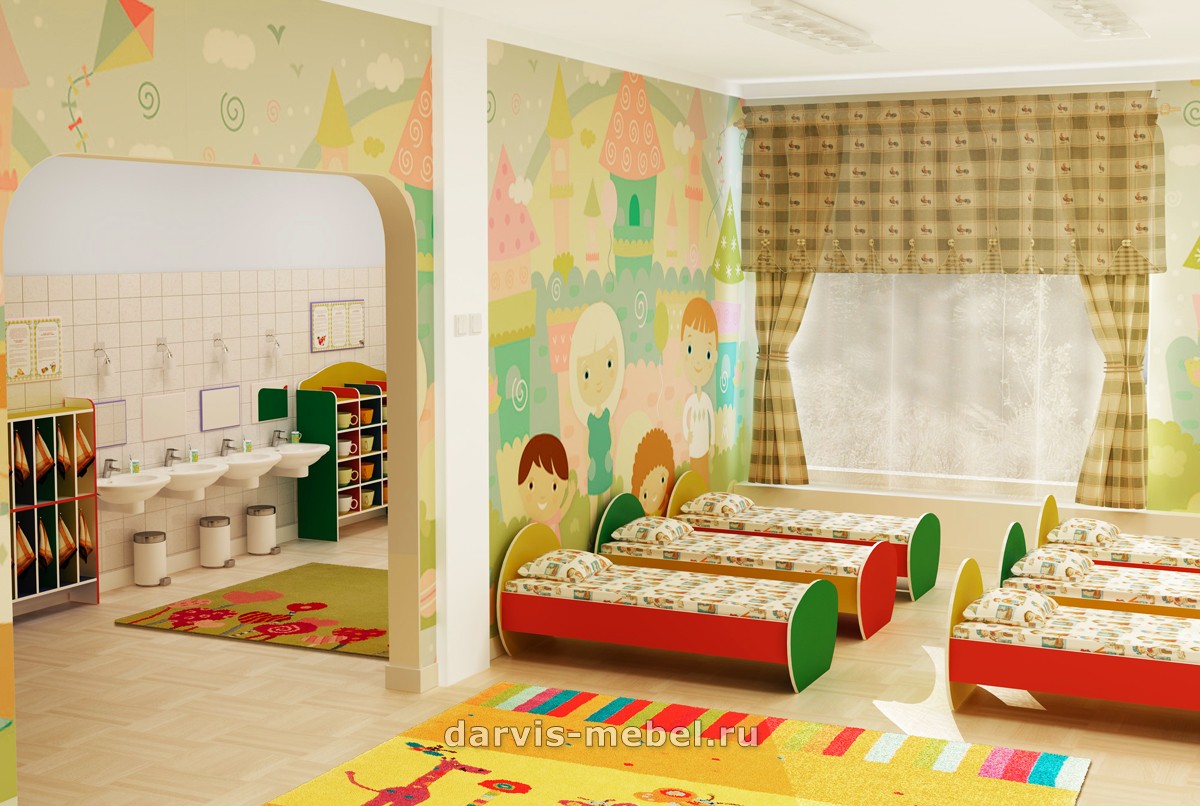Как оформить спальню в детском саду